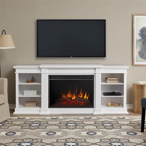 tv stand with electric fireplace white|white electric fireplace media center.